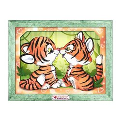 Diamond Painting Tiger cubs meeting 30x24 cm AZ-4158 vierkante steentjes