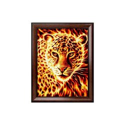Diamond Painting Fire Leopard 30x40 cm vierkante steentjes