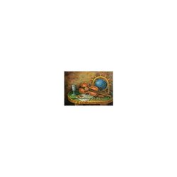Diamond painting kit Violin and the Globe 50 x35 vierkante steentjes