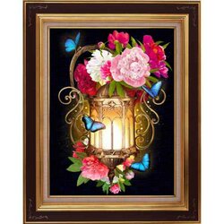 Diamond Painting Lantern and Peonies 30x40 cm vierkante steentjes