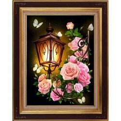 Diamon Painting Lantern and Roses 30x40 cm vierkante steentjes 