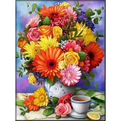 Diamond Painting Summer bouquet 30x40 cm vierkante steentjes