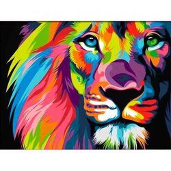 Diamond Painting Colorful Lion 40x30 cm Vierkante steentjes