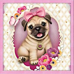 Diamond painting kit "Baby pug" 40x40 cm