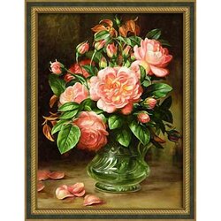 Diamond painting kit "Roses in a vase" 30x40 cm vierkante steentjes