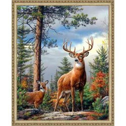 Diamond painting  "Deer on the slope" 40x50 cm vierkante steentjes