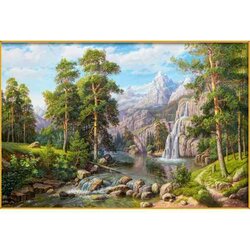 Diamond Painting Landscape with waterfall 60 x 40 cm vierkante steentjes
