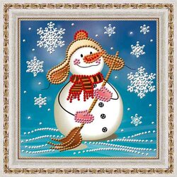 Diamond Painting Snowman 15x15 cm vierkante steentjes