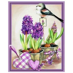Diamond painting Hyacinths Aroma 24 x 30 cm Vierkante steentjes
