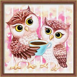 Owlets and Hot Chocolate 25x25 cm
