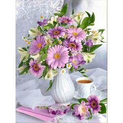 Diamond Painting Alstroemeria and gerberas  30 x 40 cm vierkante steentjes