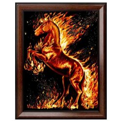 Diamond Painting Fire horse 30 x 40 cm vierkante steentjes