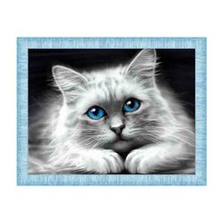 Diamond Painting Blue-Eyed Cat    40  x 30 cm vierkante steentjes