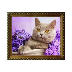 Diamond painting kit Cat in the Lilac 40 x 30 cm vierkante steentjes