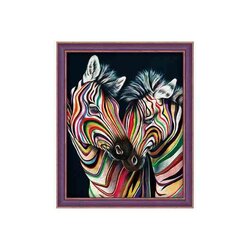 Daimond Painting kit Colourful Zebras 40 x 50 cm vierkante steentjes