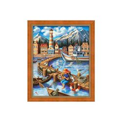 Daimond Painting kit Seaport Town 40 x 50 vierkante steentjes