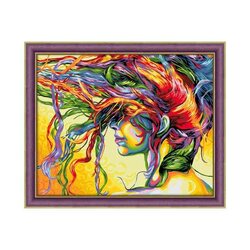 Daimond Painting kit   Wind Colours 50x 40 cm vierkante steentjes