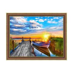 Daimond Painting kit Sunset at the Quay 30 x 40 cm vierkante steentjes