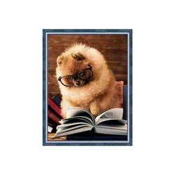Daimond Painting kit Reading Pomeranian 30 x 40 cm vierkante steentjes