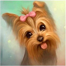 Diamond Painting Yorkshire Terrier Vierkante steentjes 25 x 25 cm 