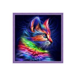 Diamond painting Colourful Kitten vierkante steentjes 30x30