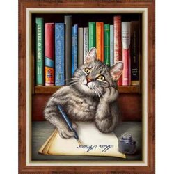 Diamond Painting Smart Cat vierkante steentjes 30 x 40 cm