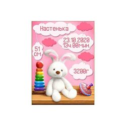 Geboortetegel Meisje met konijn   30x40