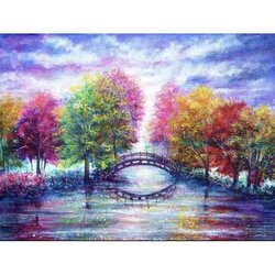 Diamond Painting Kleurrijk bos 65  x 50 ronde steentjes