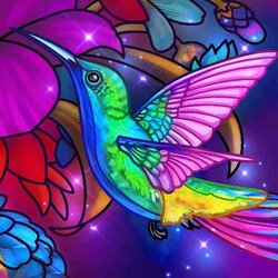 Diamond Painting Kleurijke  vogel 50 x 50 ronde steentjes