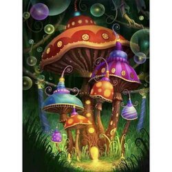 Onder een grote paddestoel 50 x 70 ronde steentjes