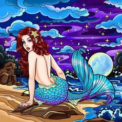 Diamond Painting Zeemeermin 50 x 50 ronde steentjes