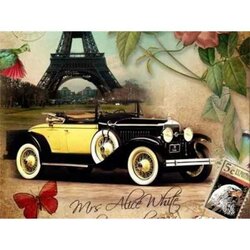 Retro Car  50 x 40 ronde steentjes