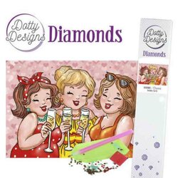 Diamond Painting Dotty Designs Diamonds - Bubbly Girls - Cheers ronde steentjes