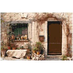 Diamond Painting Rustieke deur Ronde steentjes 60x 40