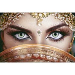 Diamond Painting Eastern Eyes  50 x 65 Ronde Steentjes op kader