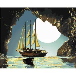 Diamond Painting Midnight Ship 50 x 40 Ronde Steentjes op kader