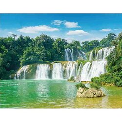 Diamond Painting Majestic Waterfall  50 x 40 Ronde Steentjes op kader