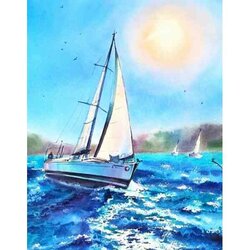 Diamond Painting Under the white Sail  50 x 40 Ronde Steentjes op kader