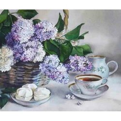 Lilac Flowers  50 x 40 Ronde Steentjes