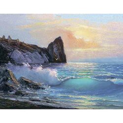 Diamond Painting coastal Landscape  40 x 50 Ronde Steentjes op kader