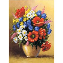 Diamond Painting Poppies Bouquet  30 x 40 ronde steentjes op kader