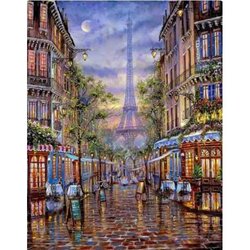 Paris 50 x40  cm  ronde steentjes met kader