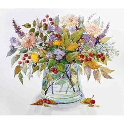 Autumn Bouquet  50 x40  cm  ronde steentjes met kader
