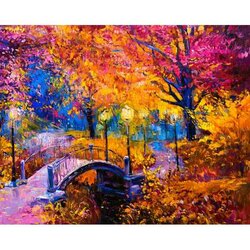 Autumn Colours   50 x40  cm  ronde steentjes met kader