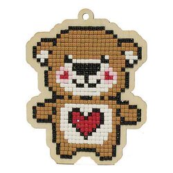 Plush Heart Wood Charm   7,6 x 9,7  cm  vierkante steentjes