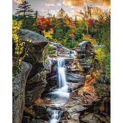 Diamond Painting Forest Waterfall 50 x 65  cm  ronde steentjes met kader