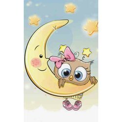 Diamond Painting Baby on The moon 30 x20  cm  ronde steentjes met kader