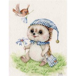 Diamond Painting Summer Hedgehog 40 x 30 cm  ronde steentjes met kader