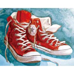 Diamond Painting sneakers 40 x 50 cm  ronde steentjes met kader