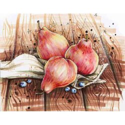 Diamond Painting Still with pears  40 x 50 cm  ronde steentjes met kader